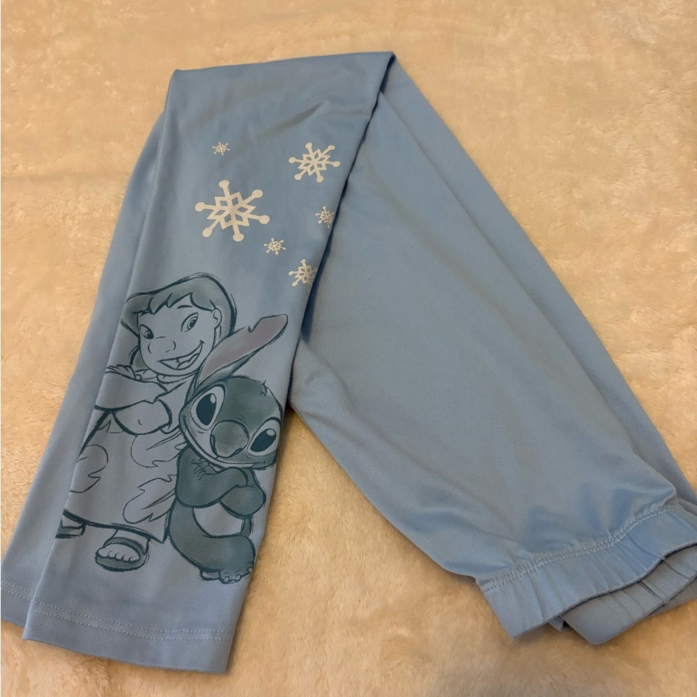 Disney Blue Leggings with Snowflake and Stitch Design